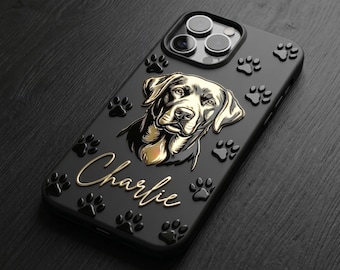 Custom Pet Phone Case Personalized Dog Cat Portrait 3D Embossed Gift for Pet Lover