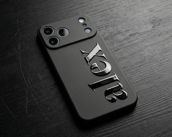 Phone Case: Personalized Black Embossed glossy design Custom iPhone case