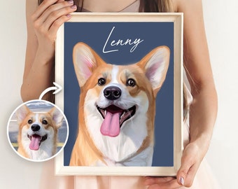 Custom Pet Portrait  Digital Dog Art Pet Commission Custom Dog Picture Custom Wall Art | Personalized Home Decor