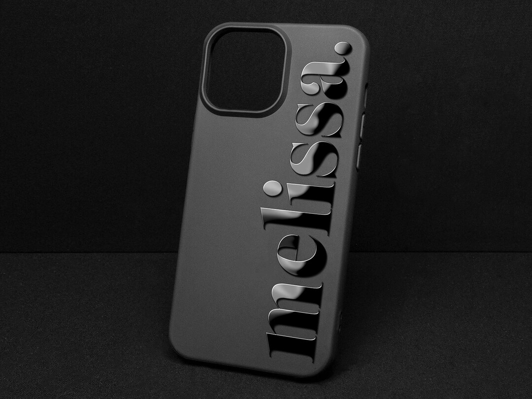 Custom Name or Logo iPhone Case Embossed Glossy Name Black Silicone Personalized iPhone Case Etsy