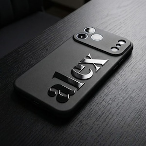 iPhone Case: Personalized Black Embossed glossy design