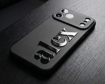 iPhone Case: Personalized Black Embossed glossy design