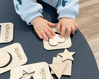 Jeu des formes, jeu en bois, cadeau d’anniversaire pour enfants, jouet montessori, jouet sensoriel, formes géométriques