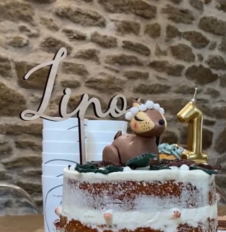 Cake topper en bois personnalisé, prénom, anniversaire, chiffre, mariage, décoration gâteau image 3
