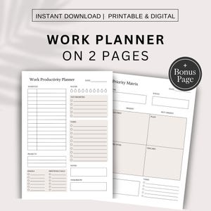Work Productivity Planner, Digital Planner, ADHD Work Day Organizer, Checklist Task, Daily To Do List, ADHD Daily Schedule Planner