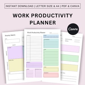 ADHD Work Day Planner, Digital Planner, ADHD Work Day Organizer, Checklist Task Schedule, Daily To Do List Daily Productivity Planner Canva