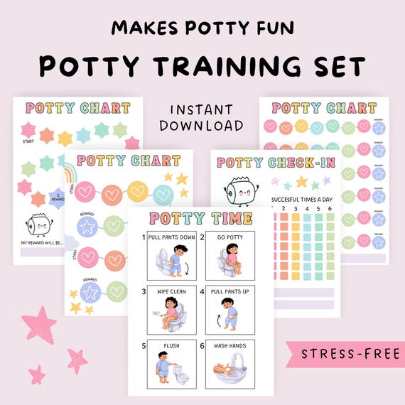 Potty Training Chart, Printable Toddler Potty Chart, Kids Reward Chart Montessori, Kids Bathroom Training Sticker Chart Visual Reward System
