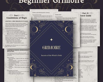Grimoire for Beginners, Witchcraft 101 Guide for Babywitches, Witchcraft Journal, Spellbook and Wicca Workbook, Digital and Printable Pages