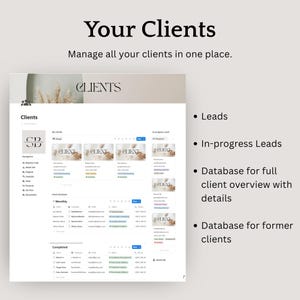 K&ouml;nnte beinhalten: Eine digitale Oberfl&auml;che, die Tools zur Kundenverwaltung anzeigt. Der Bildschirm zeigt ein Dashboard mit Kundendetails, einschlie&szlig;lich Leads, Leads in Bearbeitung und einer Datenbank f&uuml;r Kunden&uuml;bersichten. Der Text oben lautet "Ihre Kunden" und "Verwalten Sie alle Ihre Kunden an einem Ort."