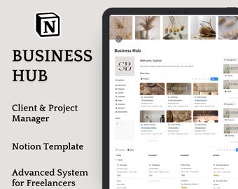 Notion Business Planner, Notion Freelancer Template, Client Management Hub, Project Manager Social Media Marketing, Notion Work Planner, CRM