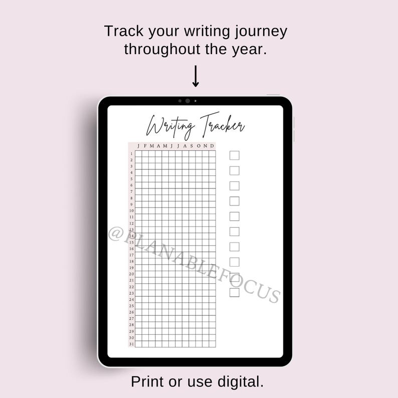 Writing Tracker, Author Word Count Tracker, Jounal Page Printable, Word ...
