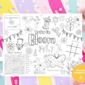 Baby in Bloom Baby Shower Activity Sheet for Kids