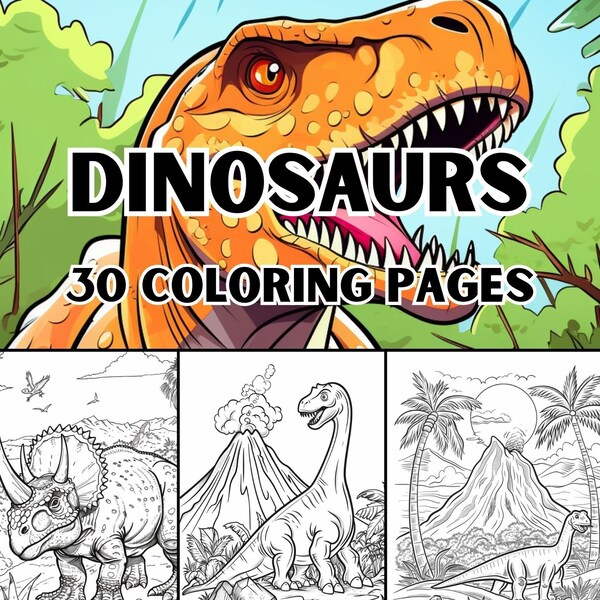 Dinosaur Coloring Pages, 35 Dinosaur Pictures to Download & Print for Children's Coloring Books, Dinos for Boys, Girls and Adults Coloring