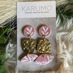 Handmade Polymer Clay Earrings | Distressed Earrings | Nickel-Free and Gold Backings | Unique and Stylish Jewelry | Statement Earrings