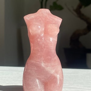 Rose Quartz Crystal Lady body Goddess Carving
