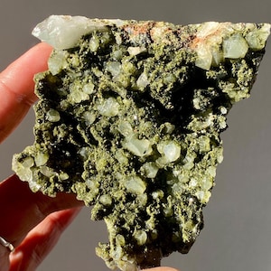 High Quality Stunning Turkish Epidote with Quartz Crystal Raw Specimen