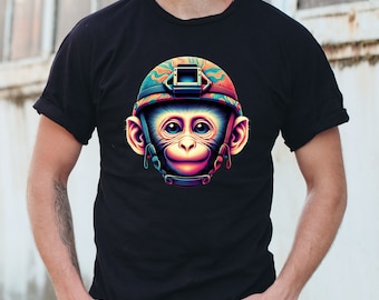 Tee-shirt psychédélique bébé singe-Forces spéciales bébé singe chemise-coloré bébé singe Tee-AI Design-Combat bébé singe chemise-drôle bébé singe