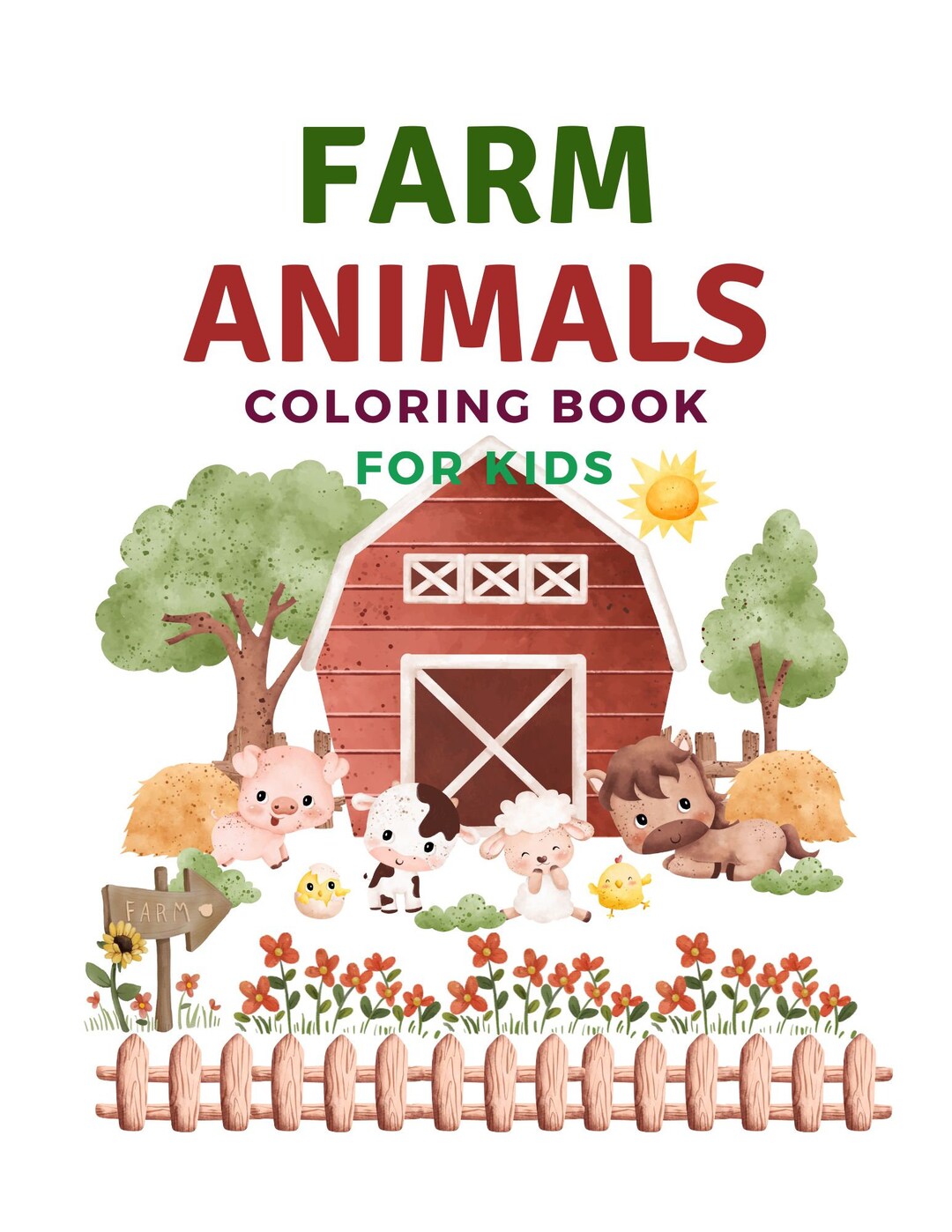 Farm Animals Coloring Book for Kids - Etsy