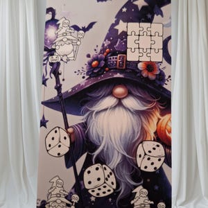 Gnomo Happy Halloween Saving Challenge Biglietto pieghevole Gratta e vinci Dadi Puzzle Aiuta il metodo della busta finanziaria, formato DIN A6: 85 mm x 148 mm
