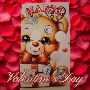 ¿Eres mi desafío de ahorro de San Valentín? Tarjeta plegable con dados para rascar, herramienta para rascar, método de sobre financiero, tamaño DIN A6: 85 mm x 148 mm
