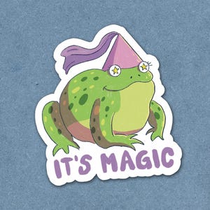 Frosch Sticker Magic | Lustiger Prinzessinnen Frosch | Magischer Kawaii Sticker | Märchen Vinyl Sticker | Fantasy Sticker Handgemacht
