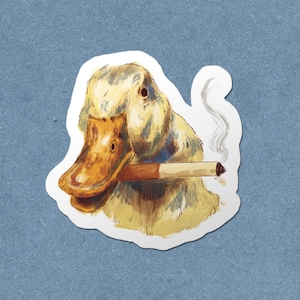 Rauchende Ente Sticker – Lustiger Vinyl Sticker, Ironische Illustration, Kawaii Ente, Handgemacht, Glänzend, Sticker für Laptop & Journal