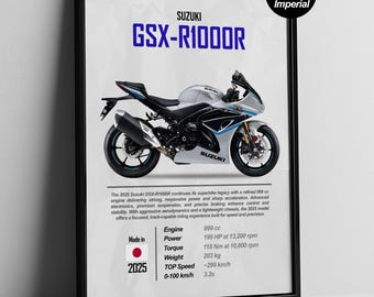 Suzuki GSX-R1000R Collector Poster – Detailed Superbike Print | Motorcycle Wall Art (Digital)