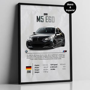 BMW M5 E60, BMW Poster, E60, M5 E60, Auto Poster, Auto Poster, Digital, Printable, Wandkunst, Wanddeko, Geschenk für Ihn, Männer, Jungen, Kinder