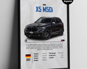 BMW X5 M50i Poster | Performance Luxury SUV Wall Art | BMW X5 Digital Download | M50i Printable | Car Enthusiast Gift