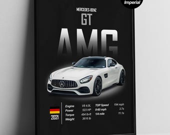 Mercedes AMG GT Poster Digital Download | AMG Wall Art | Supercar Print | Automotive Decor | Car Lover Gift