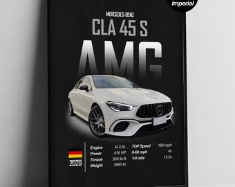Mercedes-AMG CLA45S Poster | AMG Wall Art | Car Enthusiast Gift | Man Cave Decor | Gift