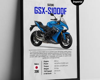 Suzuki GSX-S1000F Poster | Sportbike Wall Art | GSXS1000F Digital Download | Motorcycle Printable | Biker Gift | Garage Moto Decor