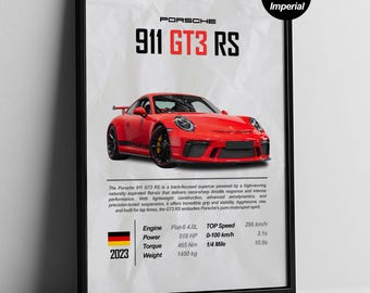 Porsche GT3 RS Poster | 911 Supercar Printable | GT3RS Digital Art | Car Lover Gift | Automotive Wall Decor