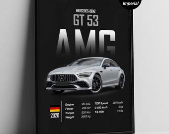 Mercedes-AMG GT53 Poster | AMG Wall Art | Car Enthusiast Gift | Man Cave Decor | Gift