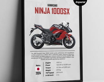 Ninja 1000SX Motorcycle Poster | Kawasaki Sport Touring Artwork | 1000SX Printable Art | Bike Wall Decor