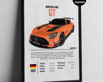 Orange Mercedes-AMG GT Black Series Poster: Garage Wall Art | Man Cave ( Digital Download ) | Gift