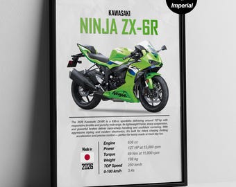 2025 Kawasaki Ninja ZX-6R Poster | Digital Print Gift for