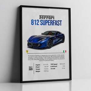 Ferrari 812 Superfast Poster, Ferrari Poster, Car Poster, Car Posters, Digital, Printable, Wall Art, Wall Decor, Gift for him, boys, kids