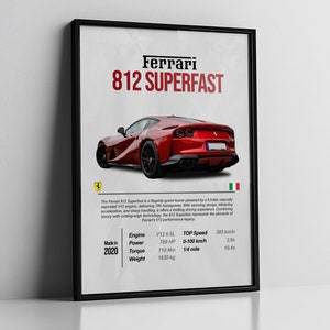 Ferrari 812 Superfast Poster, Ferrari Poster, Car Poster, Car Posters, Digital, Printable, Wall Art, Wall Decor, Gift for him, boys, kids
