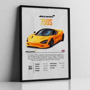 Mclaren 750S-poster, McLaren-poster, 750S, autoposter, autoposters, digitaal, afdrukbaar, kunst aan de muur, wanddecoratie, cadeau voor hem, jongens, kinderen