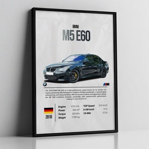 BMW M5 E60, Cartel de BMW, E60, M5 E60, Cartel de coche, Carteles de coches, Digital, Imprimible, Arte de pared, Decoración de pared, Regalo para él, hombres, niños, niños