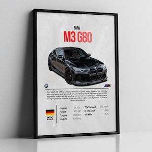 BMW M3 G80 Poster, BMW Poster, M3, Auto Poster, Auto Poster, Digital, Druckbar, Wandkunst, Wanddeko, Geschenk für Ihn, Männer, Jungen, Kinder