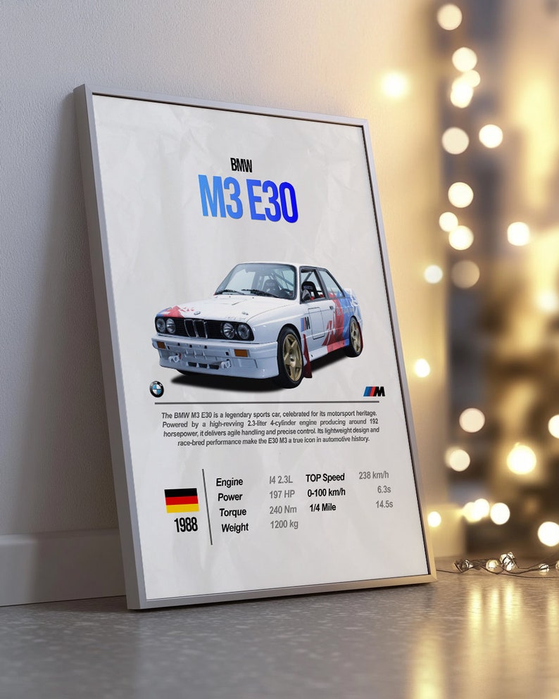 BMW M3 E30 Poster: Car Enthusiast Wall Art (digital Download) - Etsy