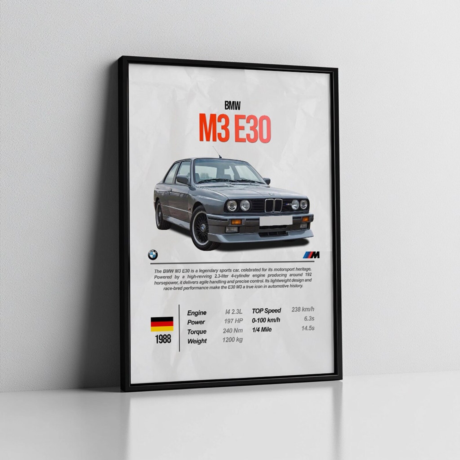 BMW M3 E30 Poster: Car Enthusiast Wall Art (digital Download) - Etsy