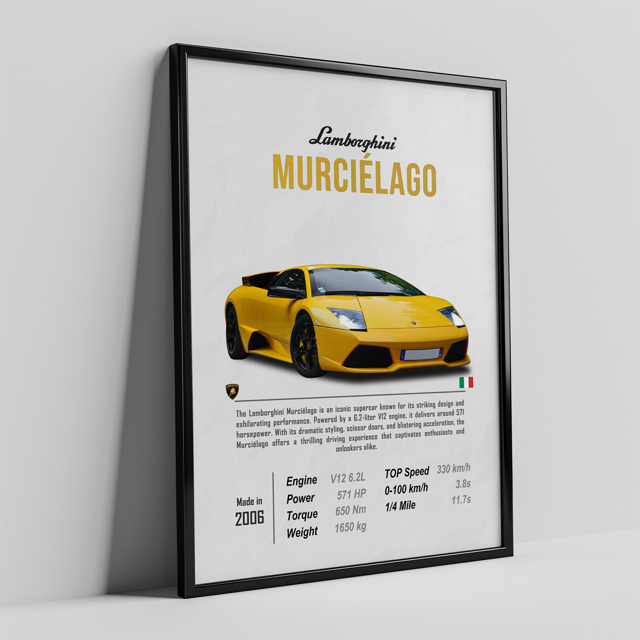PANNEAU DE DÉCORATION murale Lamborghini 2x8 FT bannière drapeau de