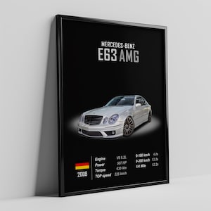 Poster Mercedes Benz, Poster Mercedes, AMG, E63, W211, Tema scuro, Stampa d'arte digitale, stampabile, decorazione murale, regalo per lui, bambini, ragazzi, uomini