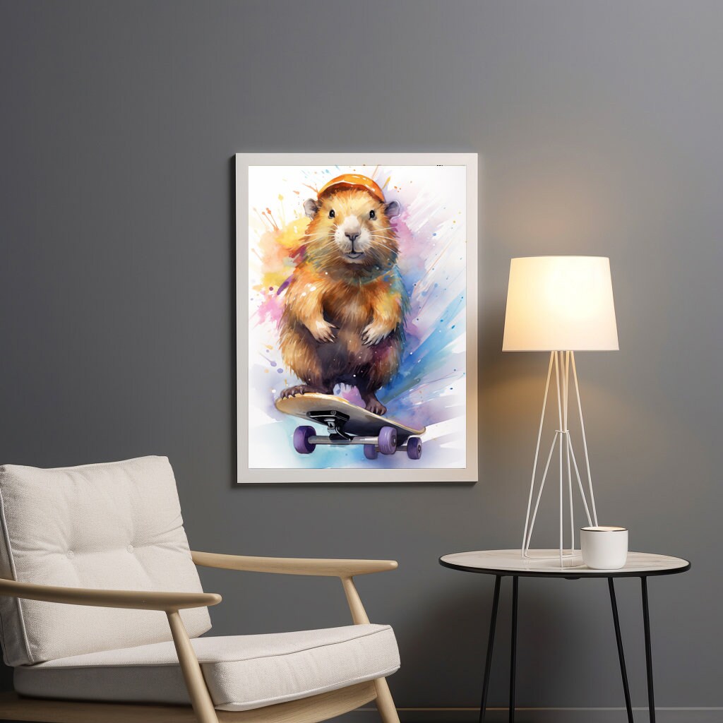 Watercolor Capybara Digital PRINTABLE Art Colorful Capybara Animal ...