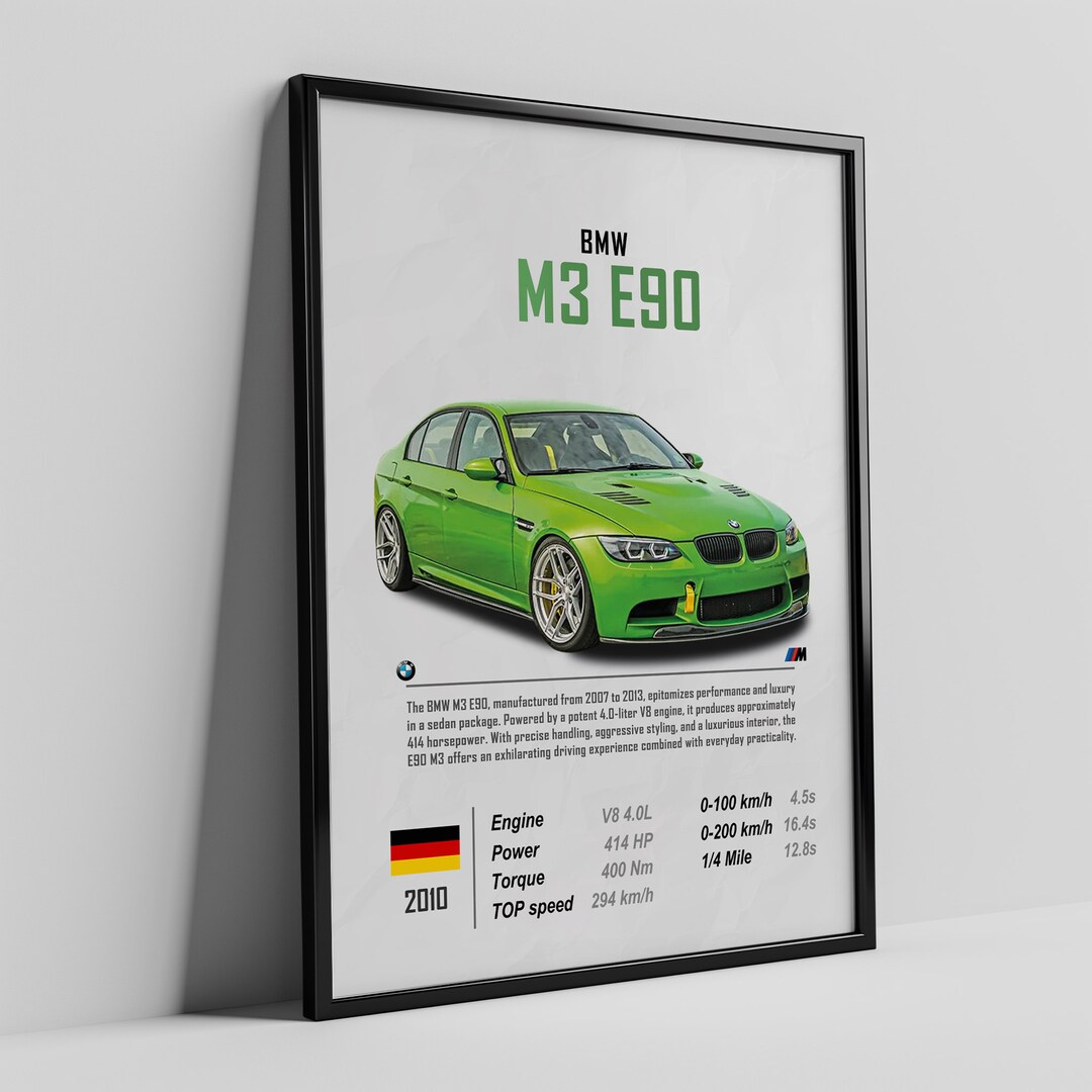 BMW M3 E90, BMW Poster, E90, BMW M3, Car Poster, Car Posters, Digital ...