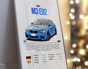 BMW M3 E92 Poster: Car Enthusiast Wall Art (digital Download) - Etsy