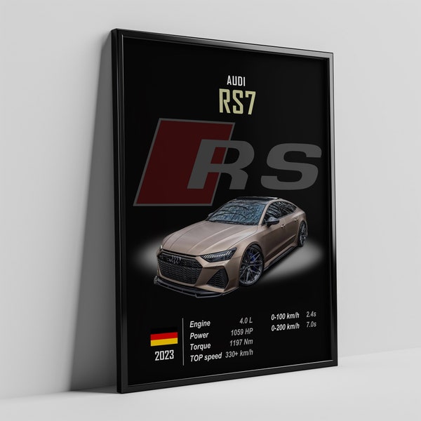 Audi RS7 Poster, Audi Poster, RS7, Car Poster, Car Posters, Digital, Printable, Wall Art, Wall Decor, Gift for him, men, boys, kids